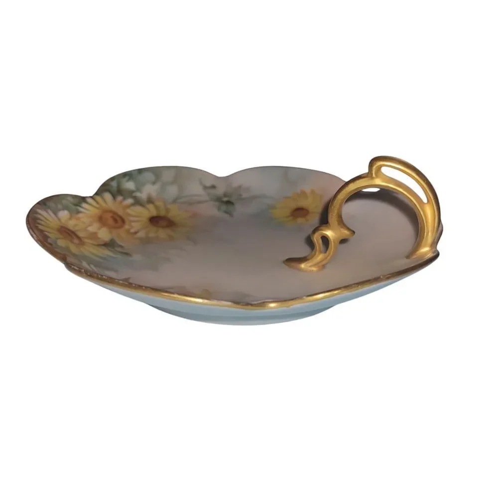 BAVARIA Elegant Floral Accent Plate with Gold Handle